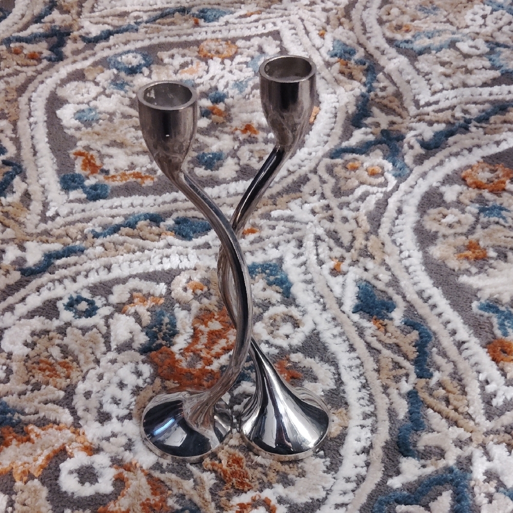 Red Envelope Silver Twisted Candle Holders